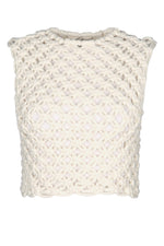 Off White Crochet Strapless Top 1