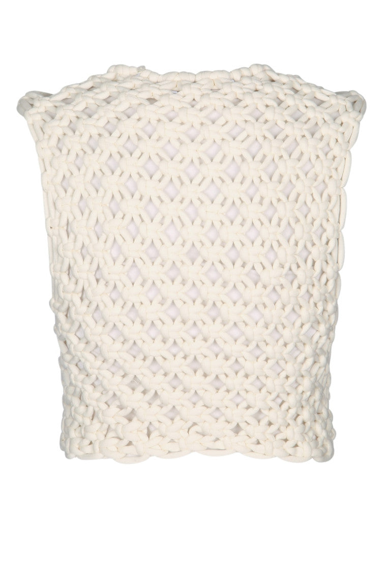 Off White Crochet Strapless Top 2