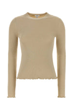 Beige Textured Crew Neck Top 1