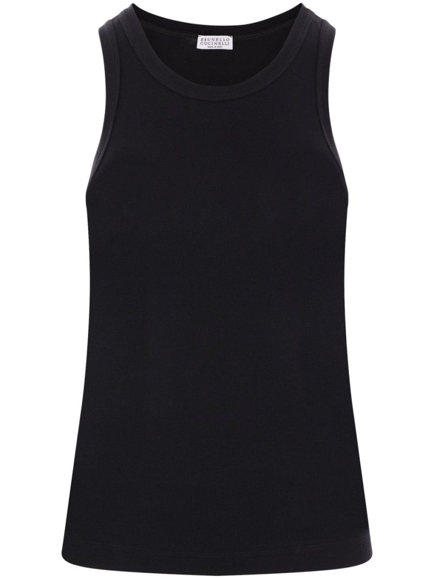 Black Solid Scoop Neck Top 1