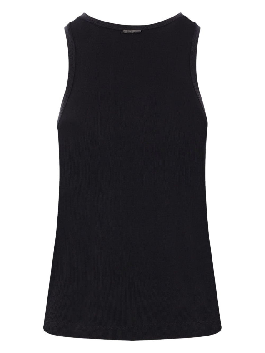 Black Solid Scoop Neck Top 2