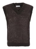Brown Knitted V Neck Top 1