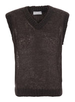 Brown Knitted V Neck Top 1