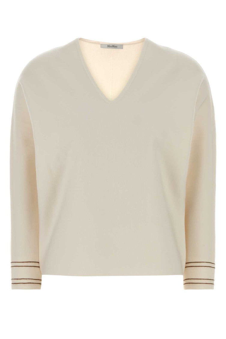 Off White V Neck Sweatshirt 1