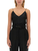 Black Solid V Neck Top 1