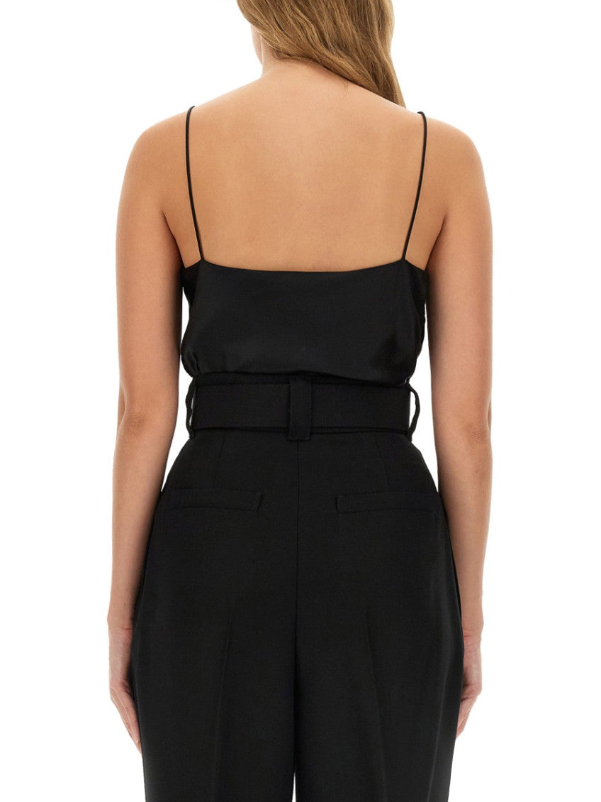 Black Solid V Neck Top 2
