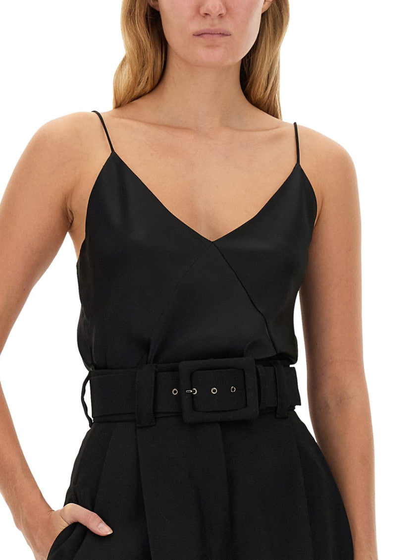 Black Solid V Neck Top 4