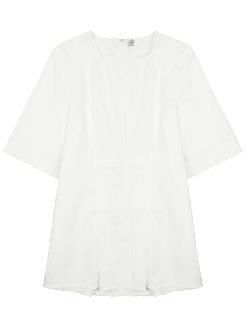 White Pleated V Neck Top 1