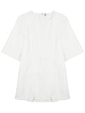 White Pleated V Neck Top 1