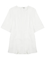 White Pleated V Neck Top 1