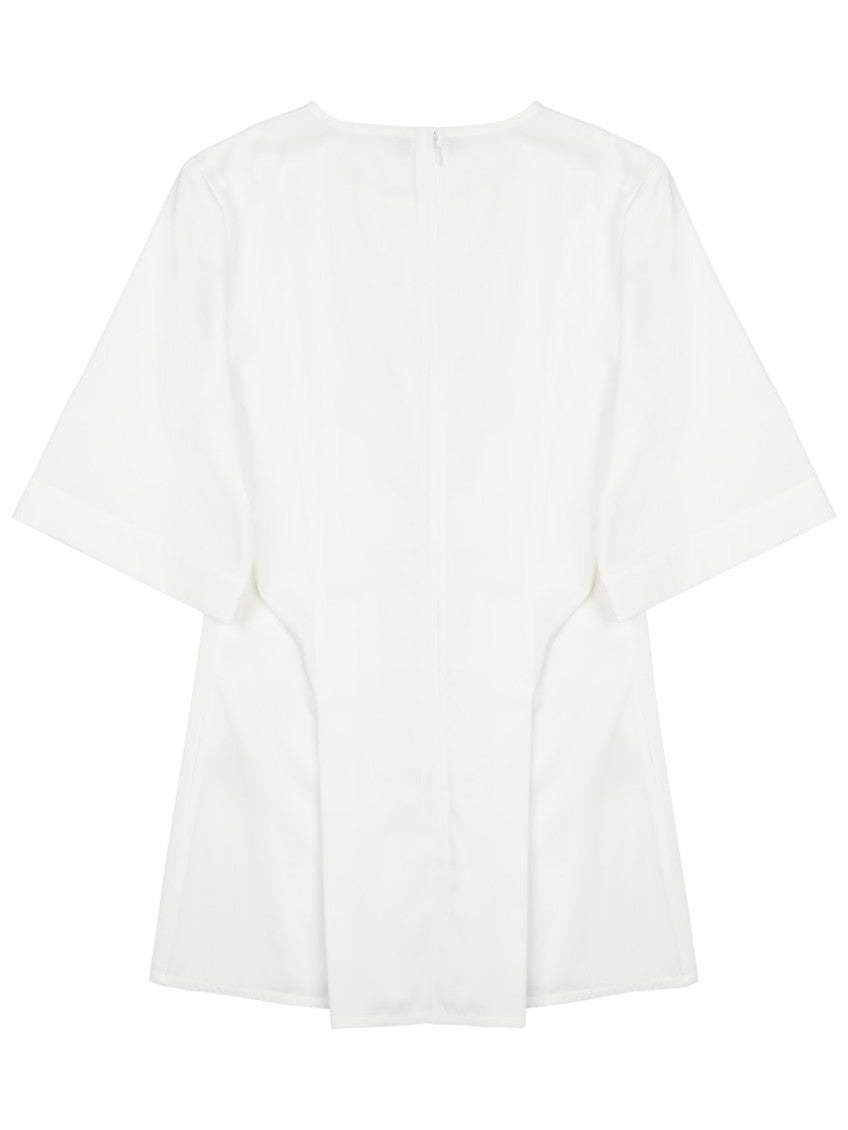 White Pleated V Neck Top 2