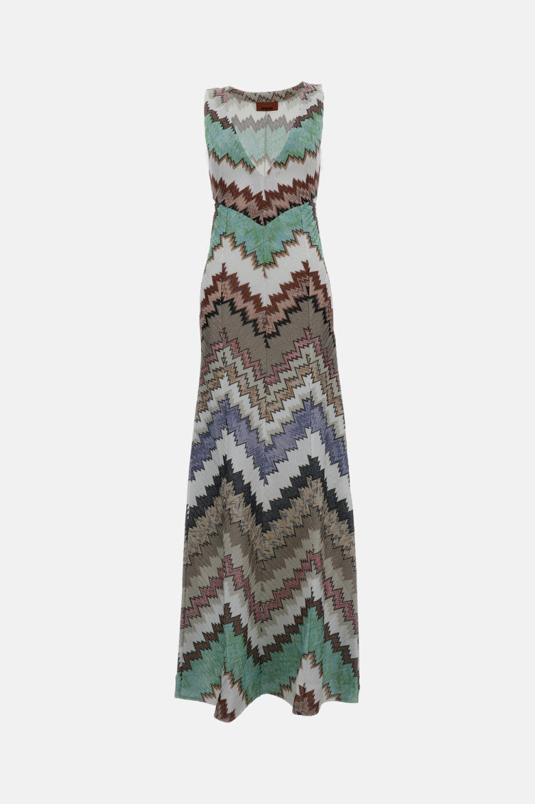 Multicolor Viscose Lamé Gown 1