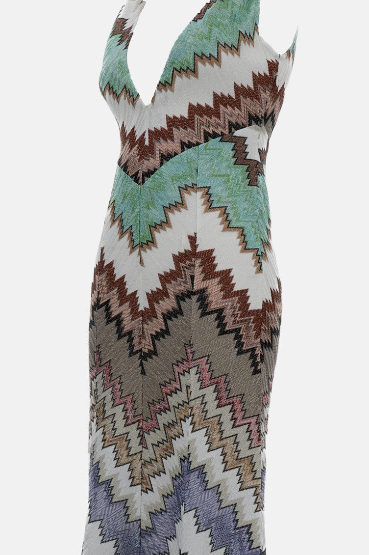 Multicolor Viscose Lamé Gown 3