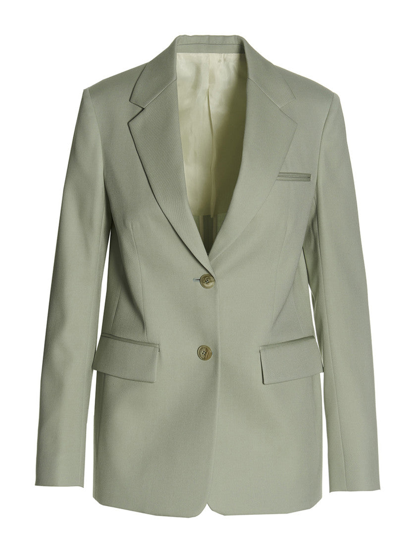 Green Wool single breast blazer jacket 1