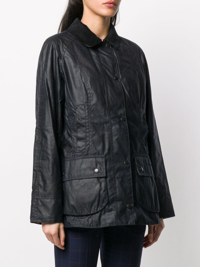 Navy Blue Beadnell Wax jacket 4