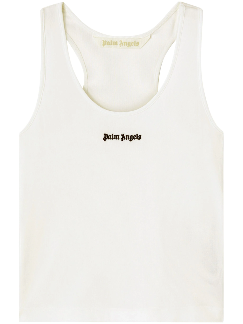 White Logo-embroidered Ribbed Tank Top 1