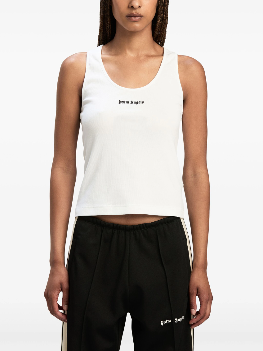 White Logo-embroidered Ribbed Tank Top 3