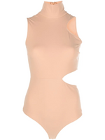 Beige Warm Up Cut-out Bodysuit 1