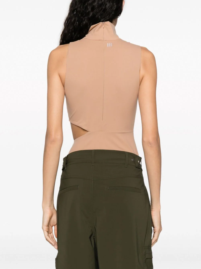 Beige Warm Up Cut-out Bodysuit 3
