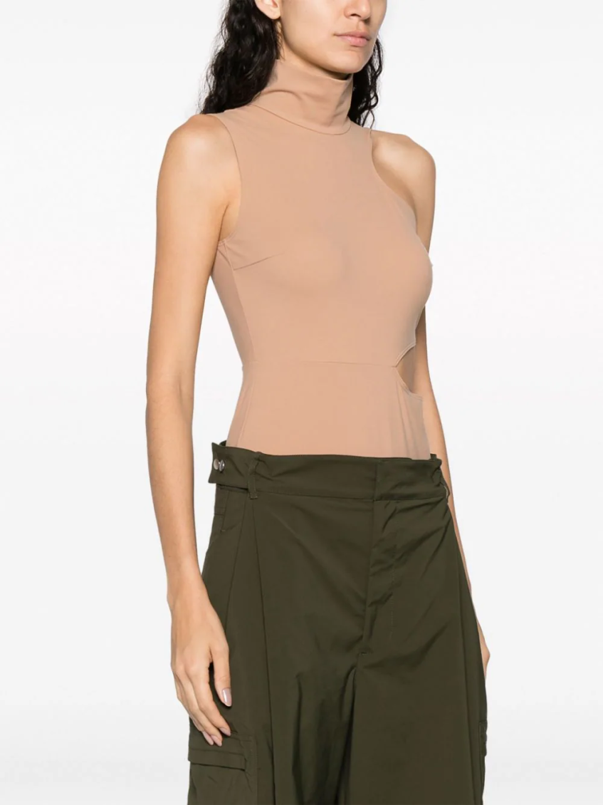 Beige Warm Up Cut-out Bodysuit 4