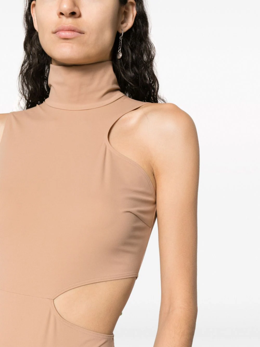 Beige Warm Up Cut-out Bodysuit 5