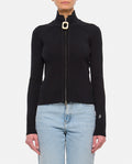 Black Zip-up Fine-knit Cardigan 1