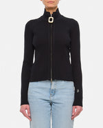 Black Zip-up Fine-knit Cardigan 1