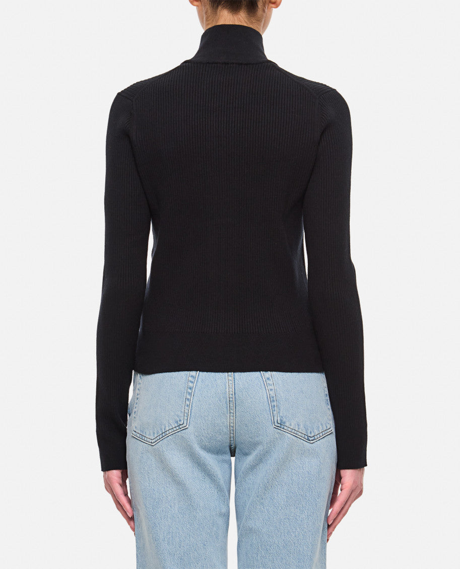 Black Zip-up Fine-knit Cardigan 3