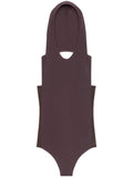 Dark Brown Illusion Hooded Bodysuit 1