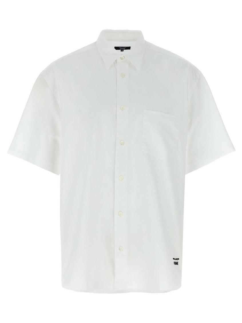 White Logo Embroidery Shirt 1