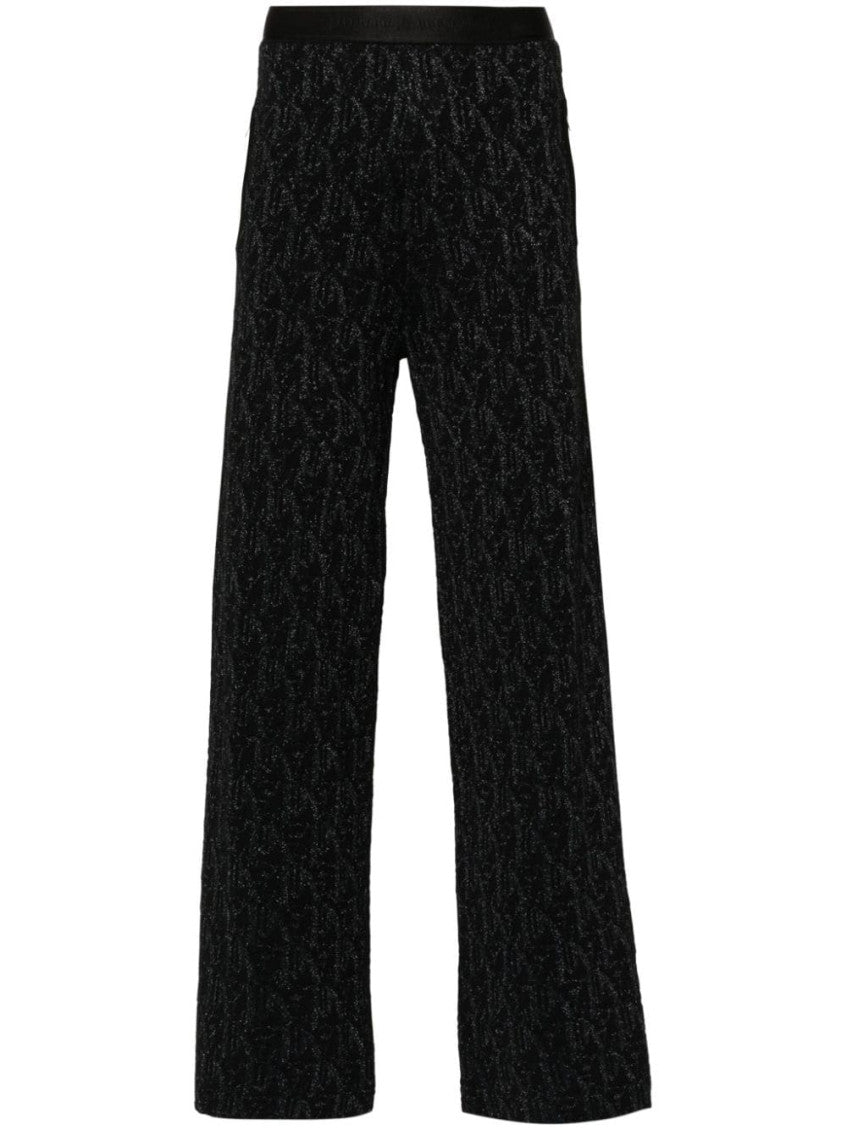 Black Monogram-jacquard Knitted Trousers 1