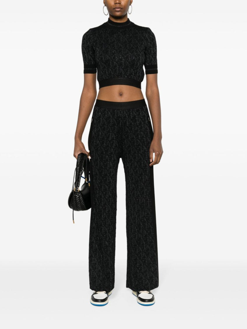 Black Monogram-jacquard Knitted Trousers 2