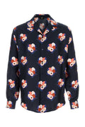 Dark Blue Floral Printed Silk Shirt 1