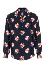 Dark Blue Floral Printed Silk Shirt 1