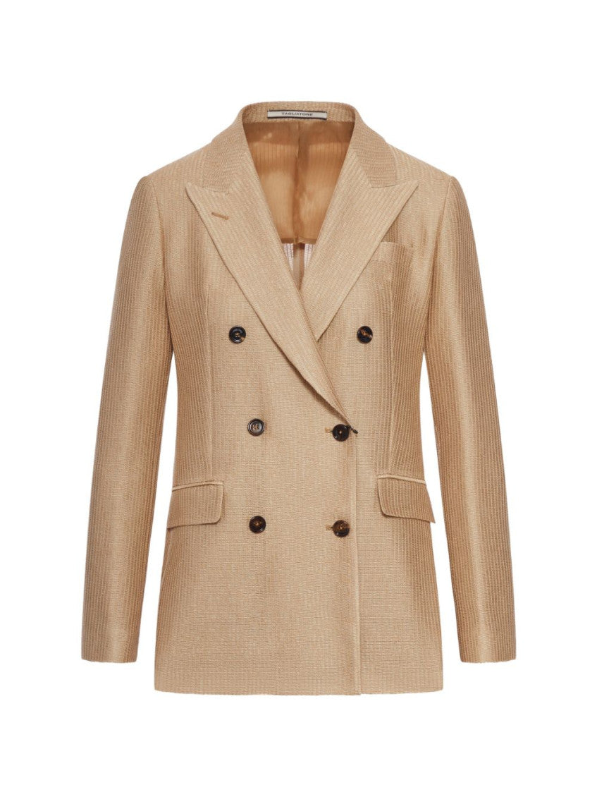 Beige Cotton Double-breasted Blazer 1