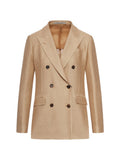Beige Cotton Double-breasted Blazer 1
