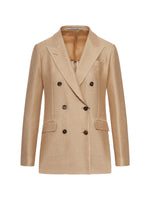 Beige Cotton Double-breasted Blazer 1