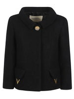 Black Classic Round Collar Signature Wool Jacket 1