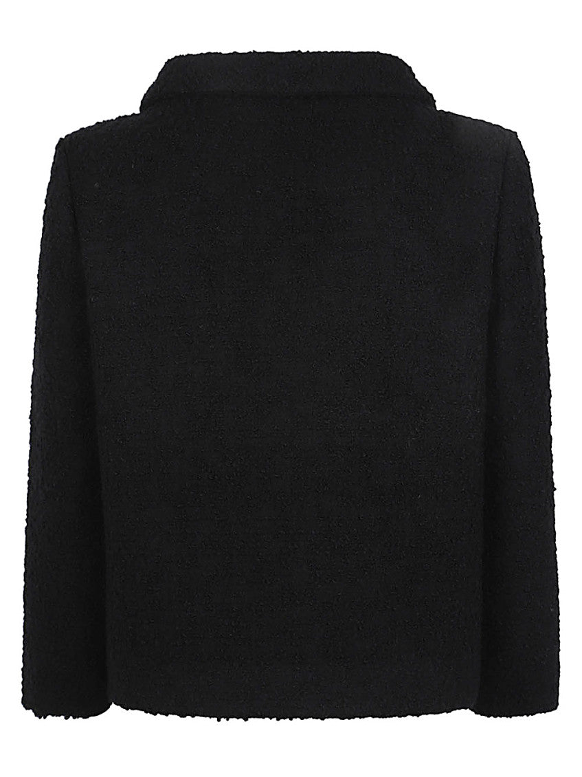 Black Classic Round Collar Signature Wool Jacket 2