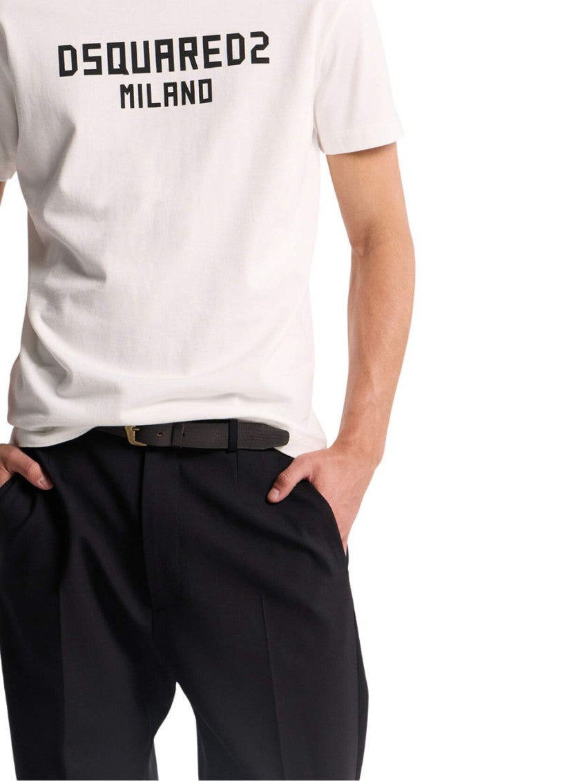 White Cotton Straight Fit T-Shirt 3