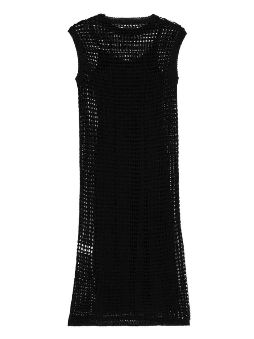 Black Crew Neck Knitted Midi Dress 2