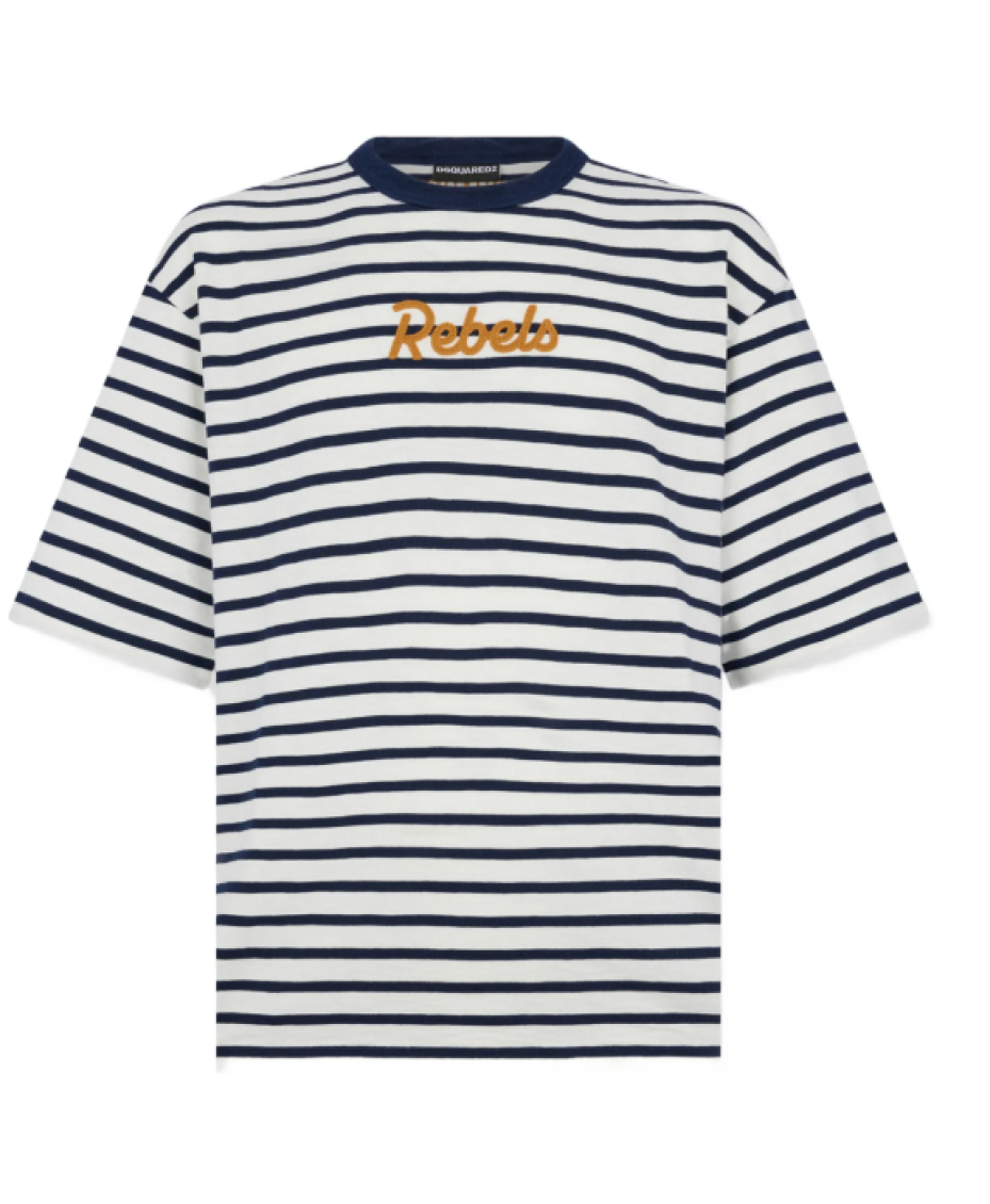 White Cotton Striped T-Shirt 1