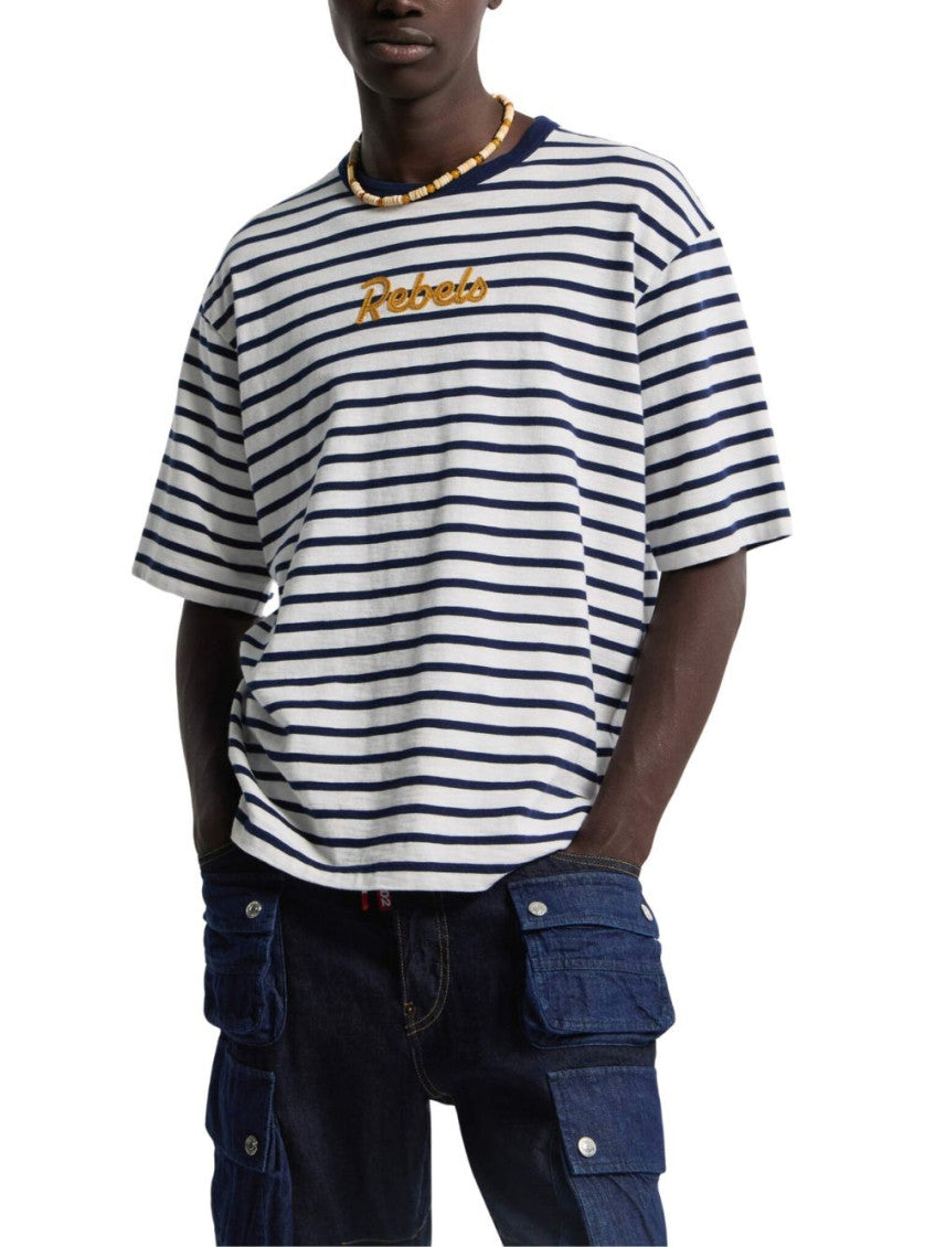 White Cotton Striped T-Shirt 2
