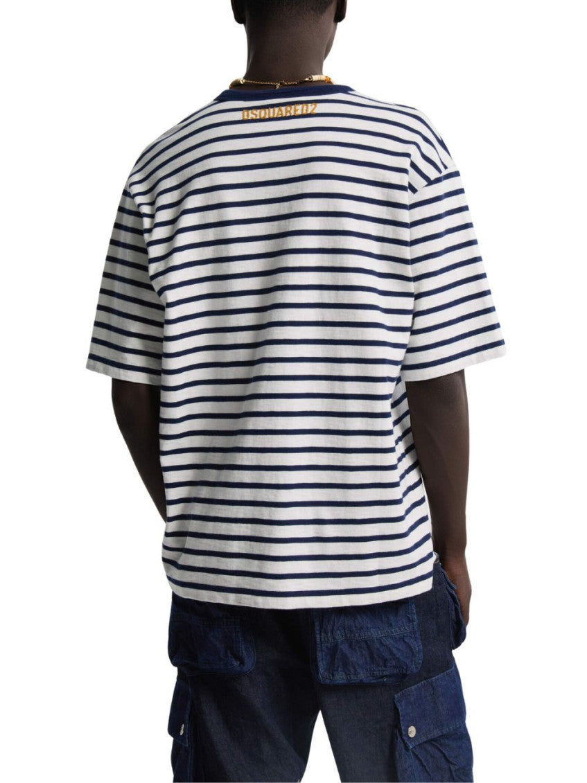White Cotton Striped T-Shirt 3