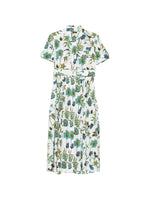 White Shirt Collar Floral Midi Dress 1