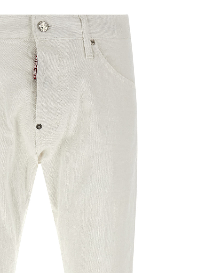 White Cotton Slim Fit Jeans 2