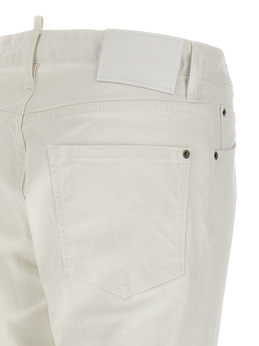 White Cotton Slim Fit Jeans 3