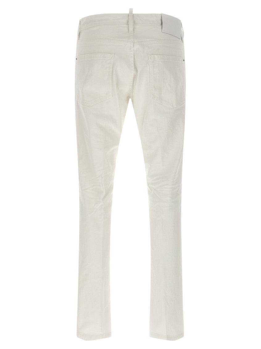 White Cotton Slim Fit Jeans 4