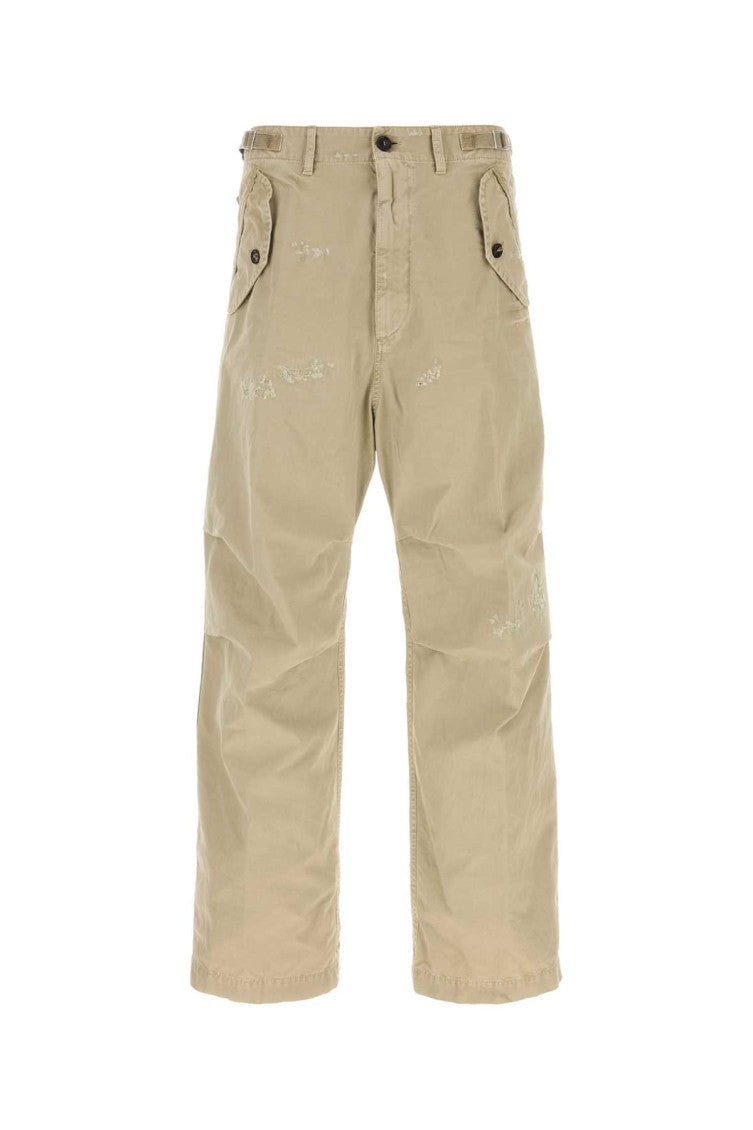 Beige Distressed Cargo Pants 1