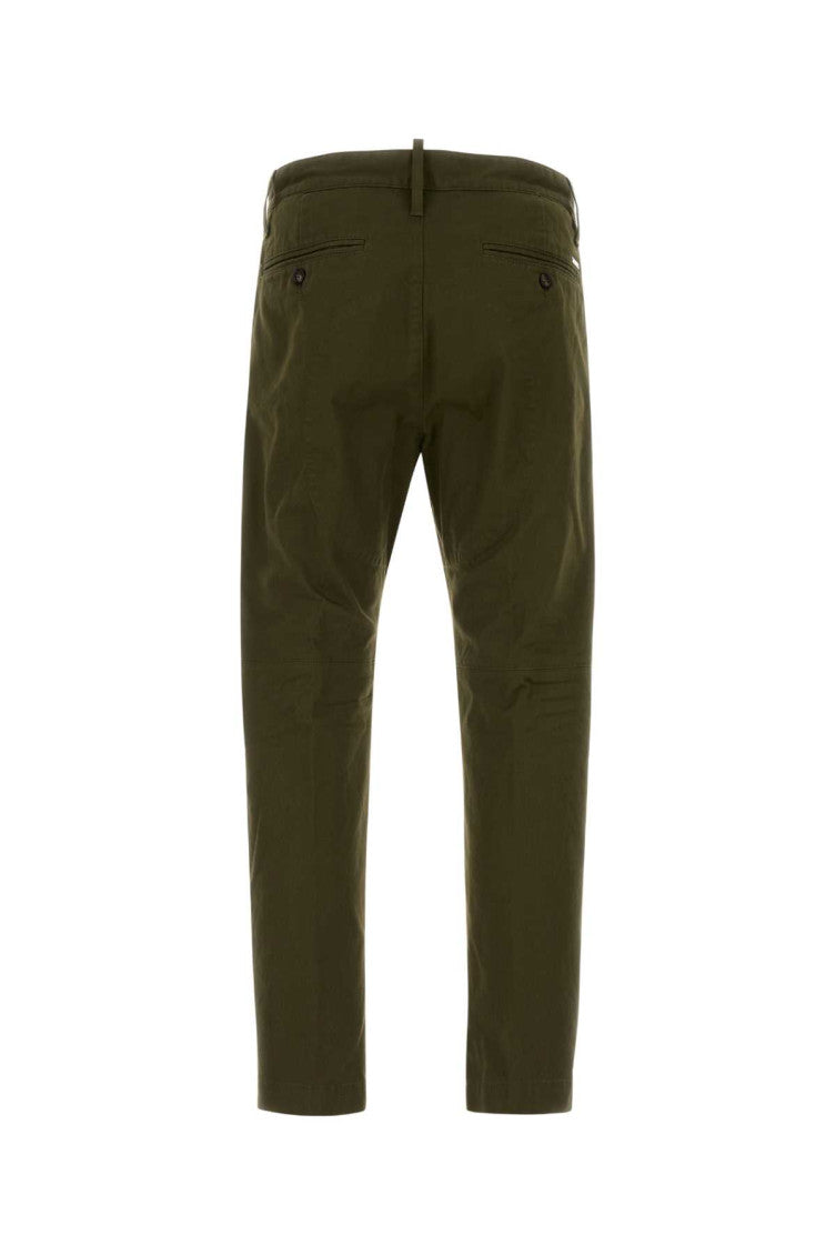 Olive Slim Fit Cotton Pants 2